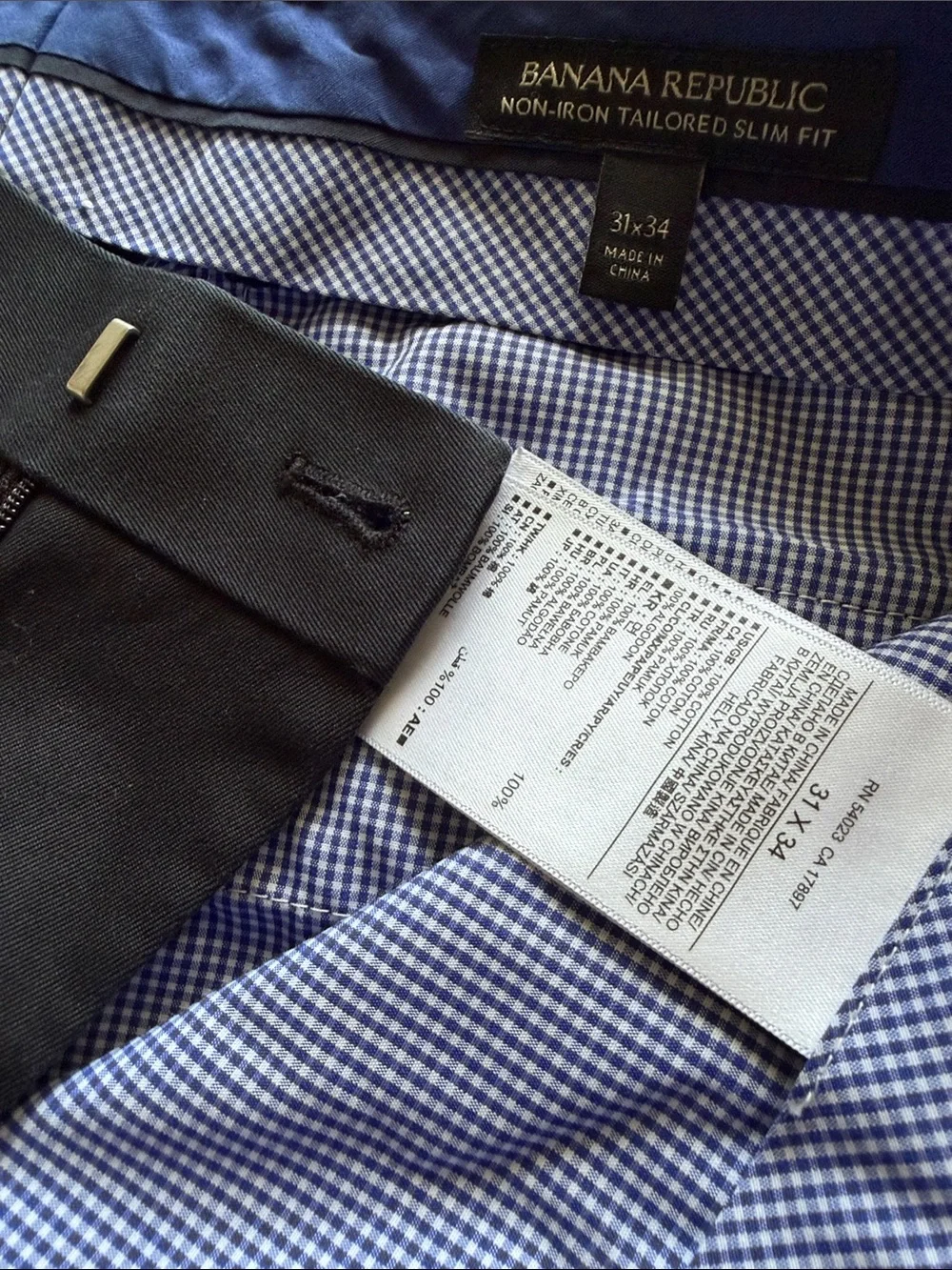 Banana Rebublic Non Iron Modern Slim Fit Black Dress Chino Pants 31 x 34